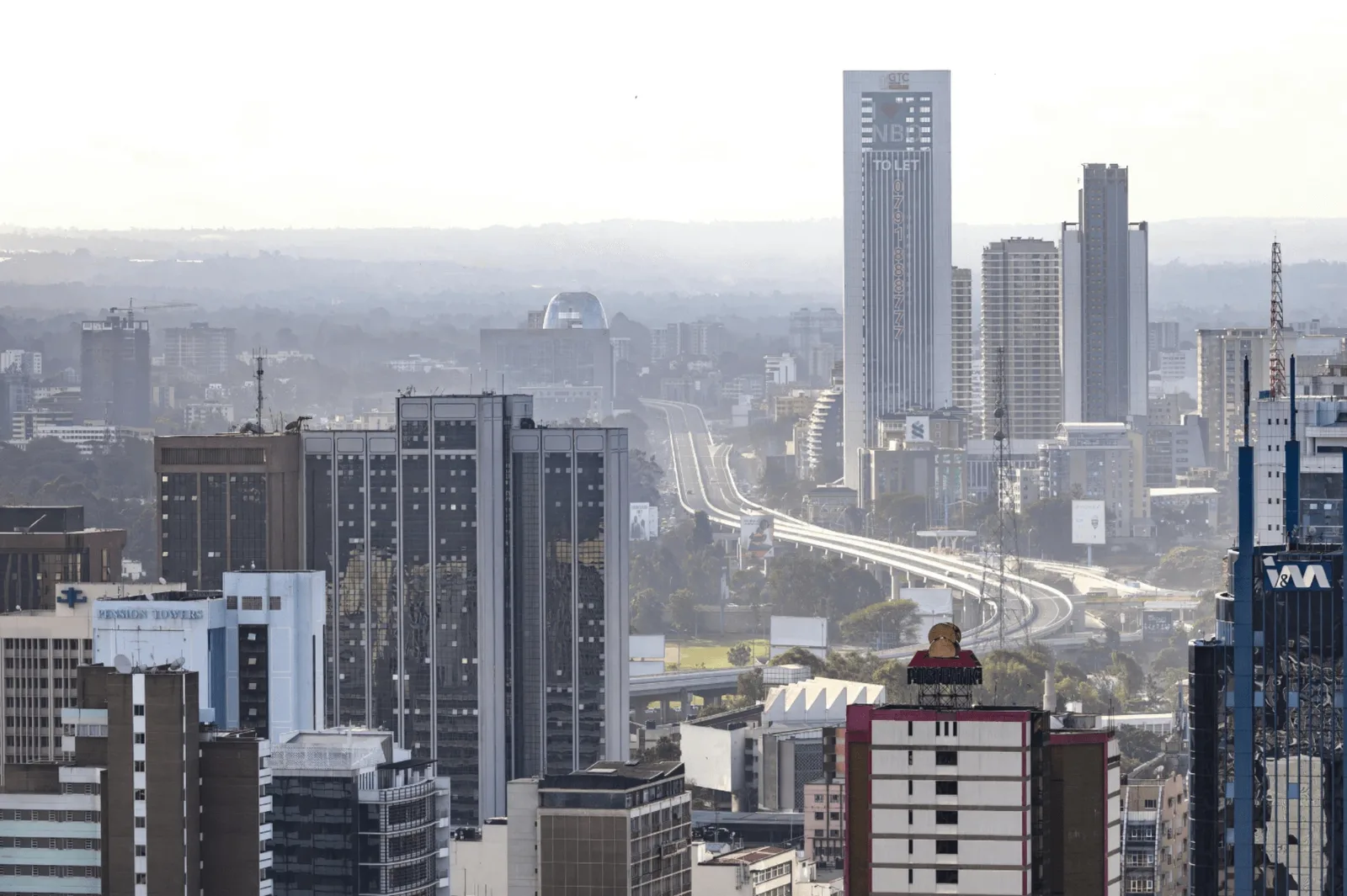 Morning haze over Nairobi's city centre