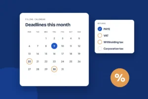 News and Insights 1 Illustration of a monthly tax filing calendar with PAYE, VAT, withholding tax and corporation tax returns